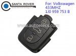 Volkswagen VW Remote Key Round Head 3 Button (433Mhz,1J0 959 753 B)