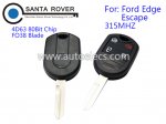 Ford Edge Escape Remote Key 4 Button 315Mhz 4D63 80Bit Chip FO38 Blade
