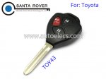 Toyota Rav4 Corolla Hilux Remote Key Case Shell 2+1 Button Toy43 Blade