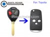 Toyota Camry Avalon RAV4 Modified Folding Flip Remote Key Case Shell 2+1 button