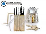 Transparent PadLock Practice Locksmith Tools with 8pcs Lock Pick Set A